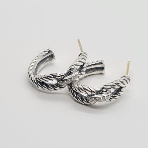 David Yurman Cable Loop Hoop Earrings with Diamonds